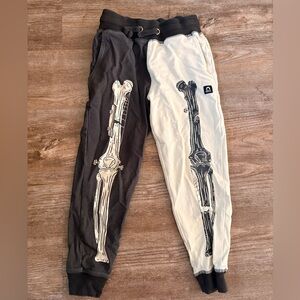 Rags to Raches Skeleton Print Jogger Pants - Black and Cream
